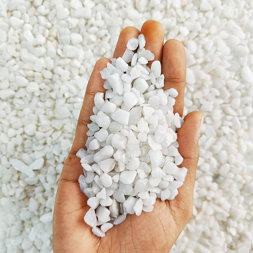 [T3827] White Pebble Decorative Stones Marble Chips (1 kg)