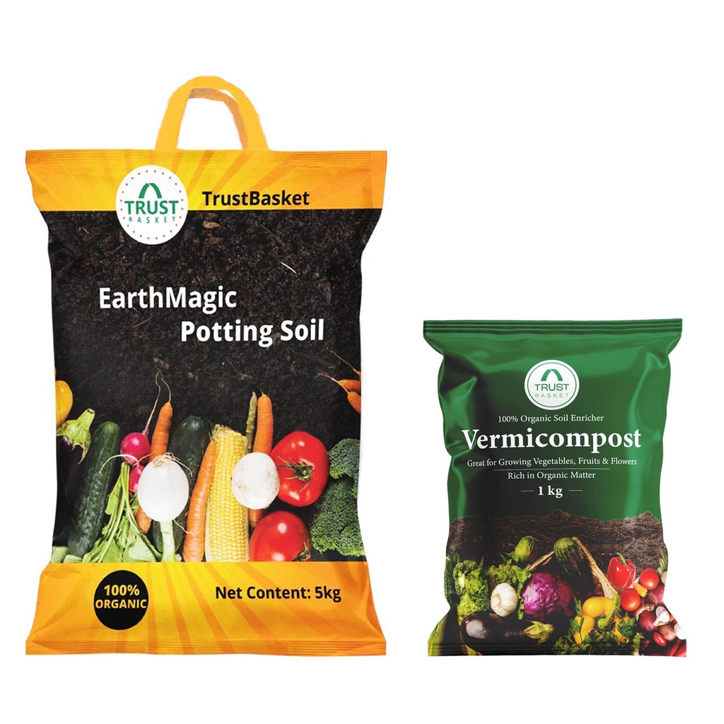 [T3795] Earth Magic Potting Soil 5 Kg + Vermicompost for Plants 1 Kg