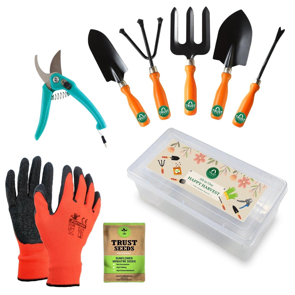 [T3766] TrustBasket Gardening Tools Box - 8 Pcs Gardening Tool Kit
