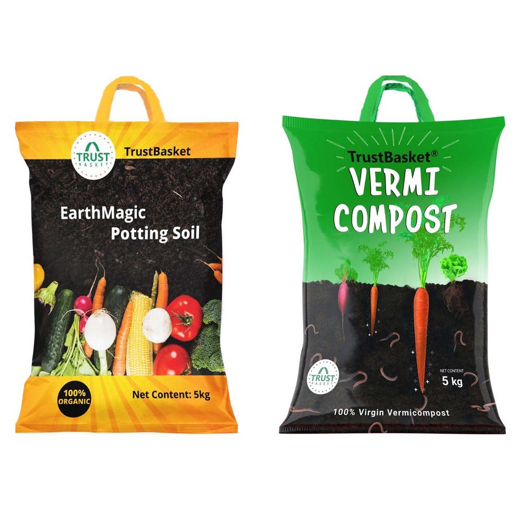 [T3763] Earth Magic Potting Soil 5 Kg + Vermicompost for Plants 5 Kg
