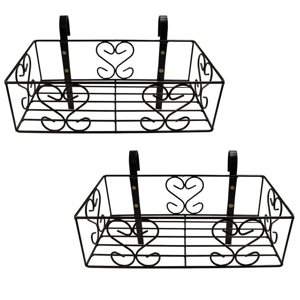 [T3679] TrustBasket Iron Hanging Railing Planter Shelf Basket with Hanging Hooks (Set of 2)