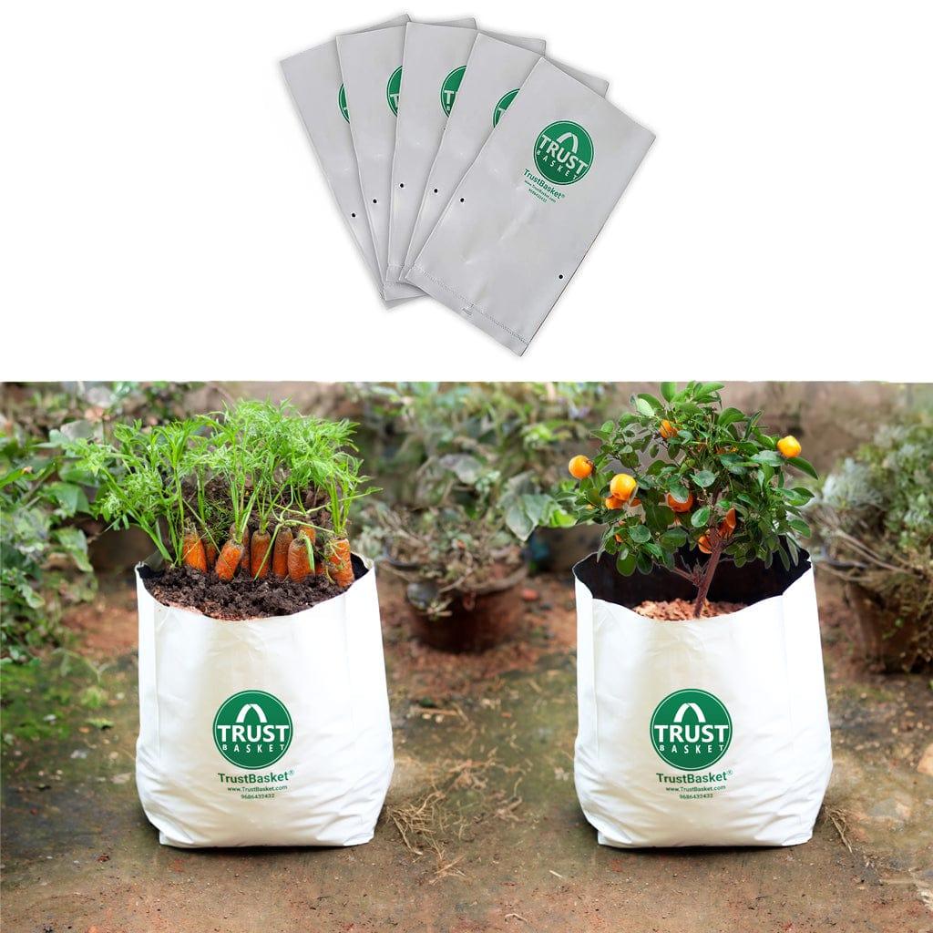 [T3576] TrustBasket UV Treated Poly Grow Bags for Terrace Gardening| LDPE Grow Bags for Balcony (Set of 5)