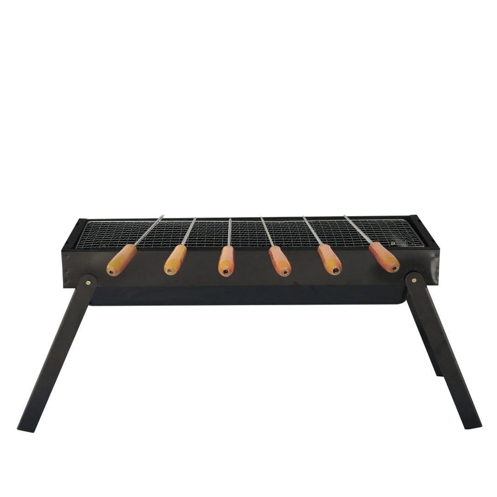 [T3476] TrustBasket Foldable Barbeque Grill with six skewers for grilling