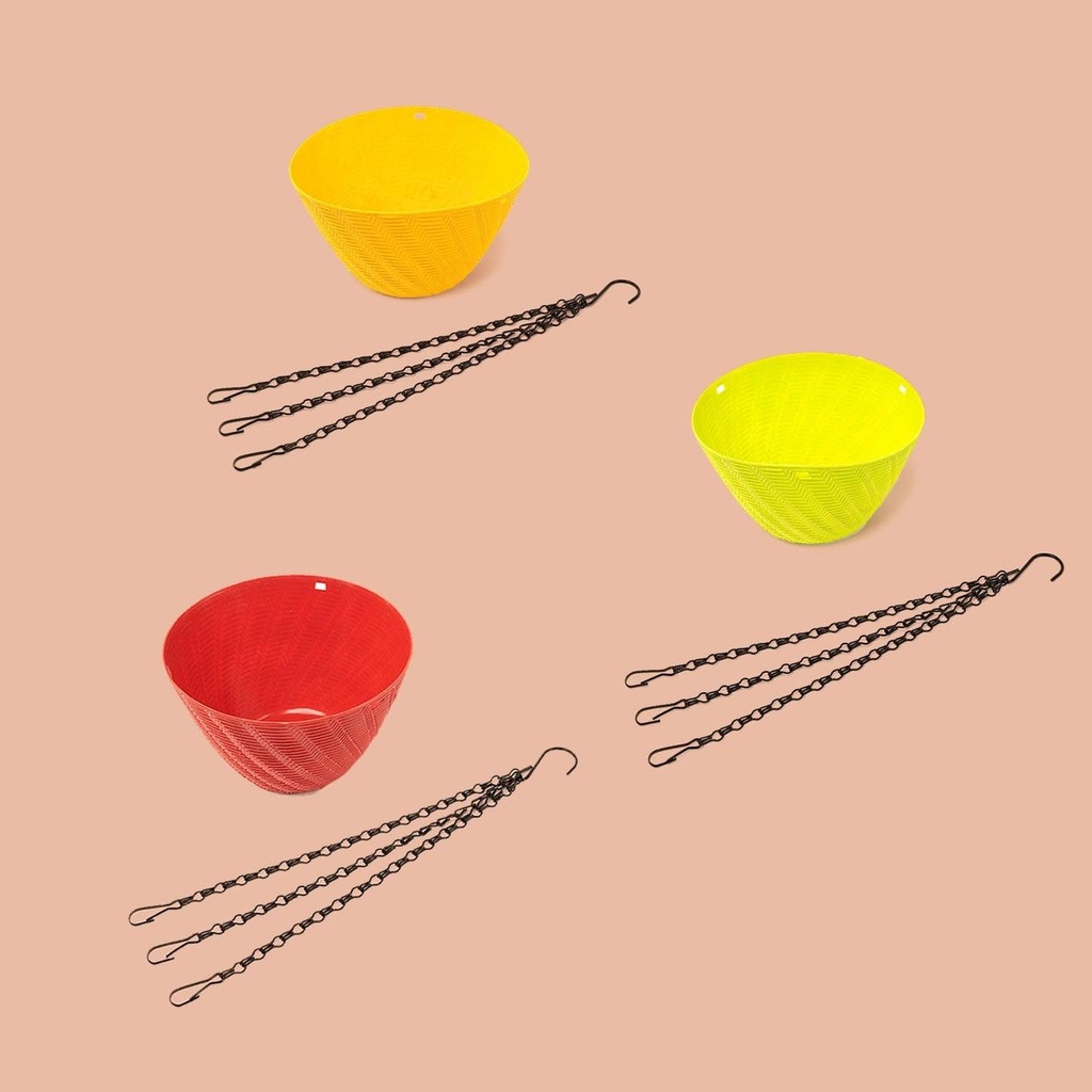 [T3460] TrustBasket Hanging plastic pot with chain (Multicolor (Set of 3))