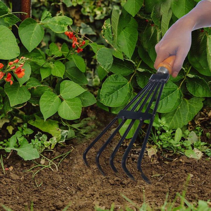 [T3247] TrustBasket Heavy Duty Leaf Rake Wooden Handle