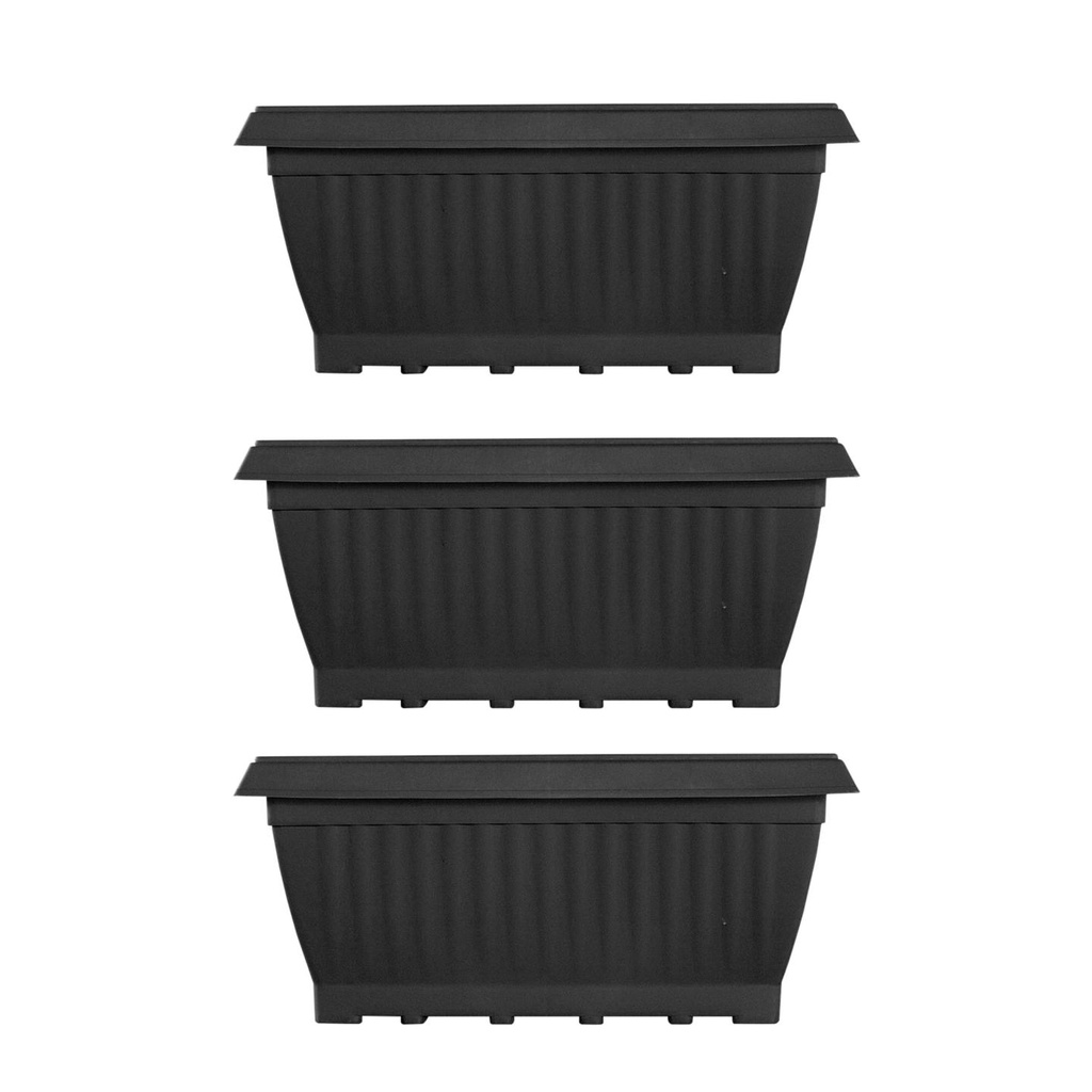 [T3203] TrustBasket Humus Planter Box 20 inch (Black, Set of 3)