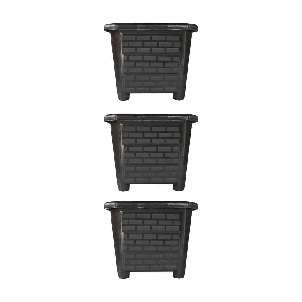[T3092] TrustBasket EarthBox-10 Square Plastic Planter (Black, Set of 3)