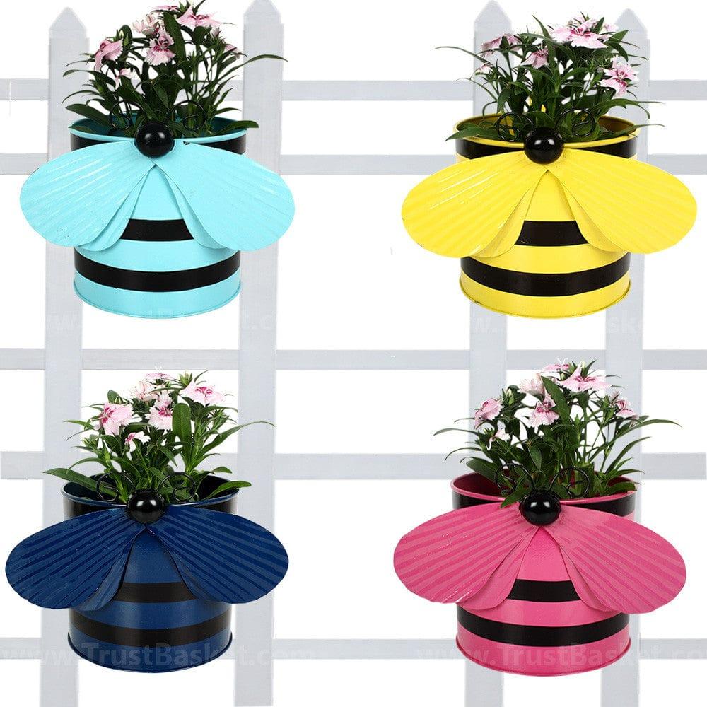 [MT0002-MT0005-MT0006-MT0004-GK] Set of 4 - Bee planters Teal,Yellow,Blue and Pink