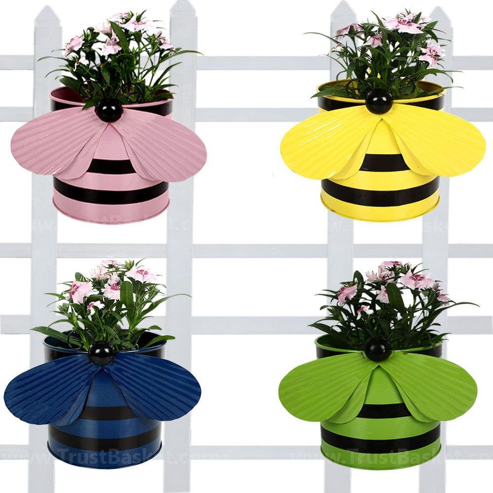 [MT0007-MT0005-MT0006-MT0003-GK] Set of 4 - Bee planters Light Pink,Yellow,Blue and Green