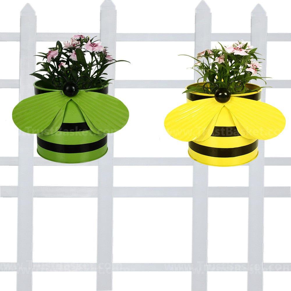 [MT0003-MT0005-46] Bee planters (Yellow and Green) - Set of 2