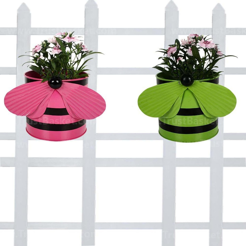 [MT0004-MT0003-46] Bee planters (Pink and Green) - Set of 2