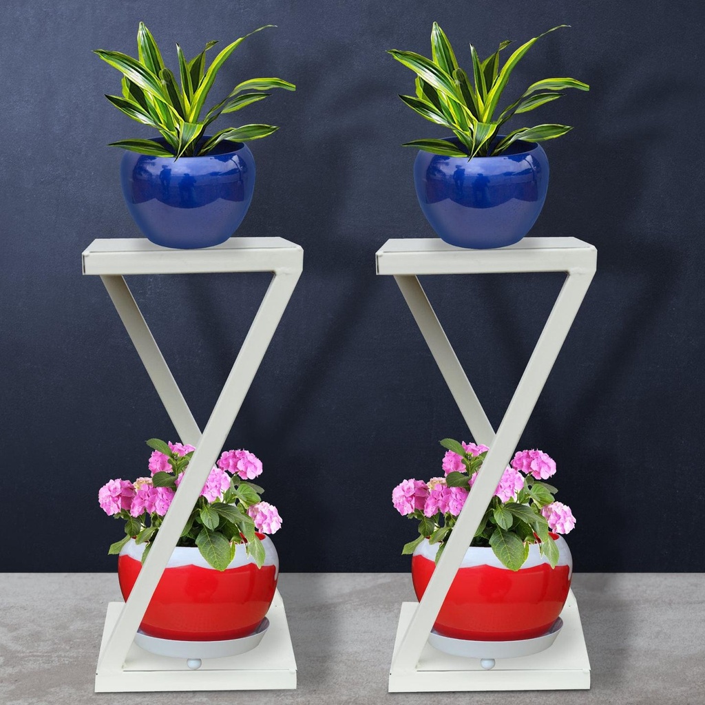 [T2816] Ambar Planter Stand-Ivory (Set of 2)