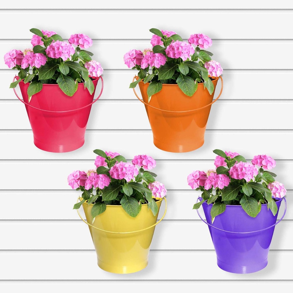 [T2601] Scuttle Planter (Set of 4) - Wall Hanging Planter,Indoor/Outdoor Use, Home Decor/Garden Decor with Multicolor Planter