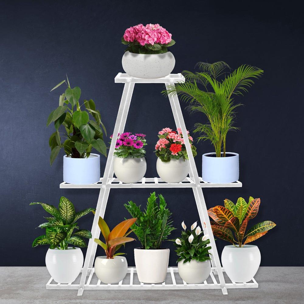 [T2595] Calyx Planter Stand-Multiple pot stand indoor/outdoor, Multipurpose stand, Racks, planter stand (White)