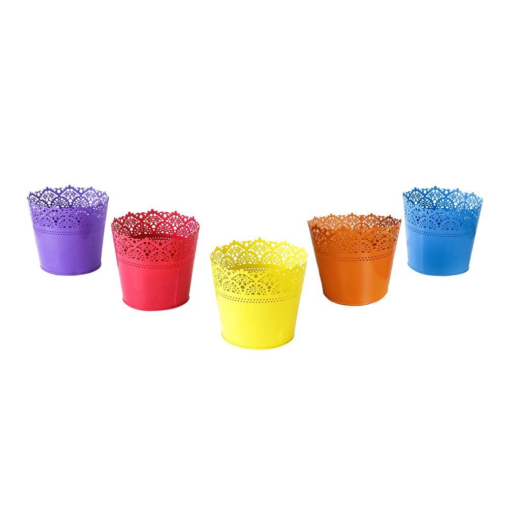 [T2359] Lace Planter-Set of 5 (Yellow, Teal, Red, Orange, Purple)