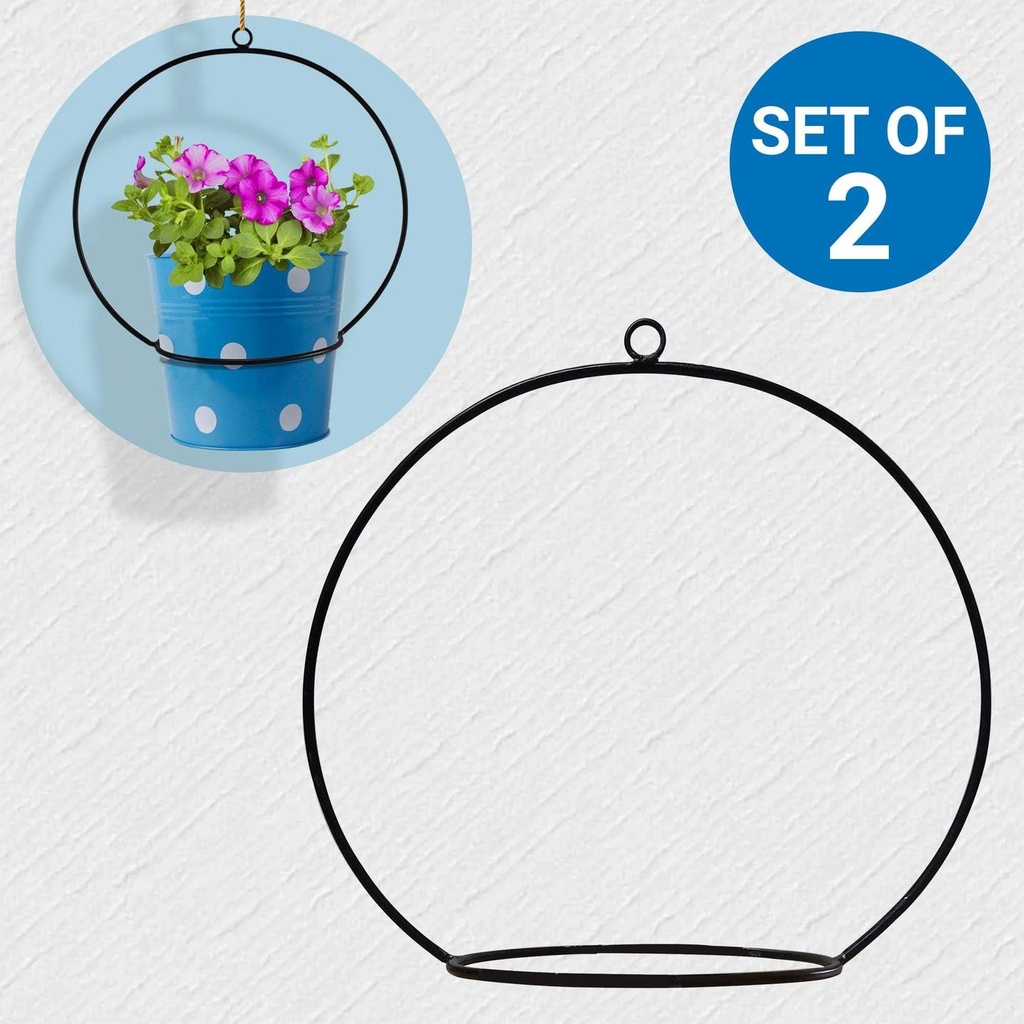 [T2270] Wall Hanging Round Planter Holder - Set of 2