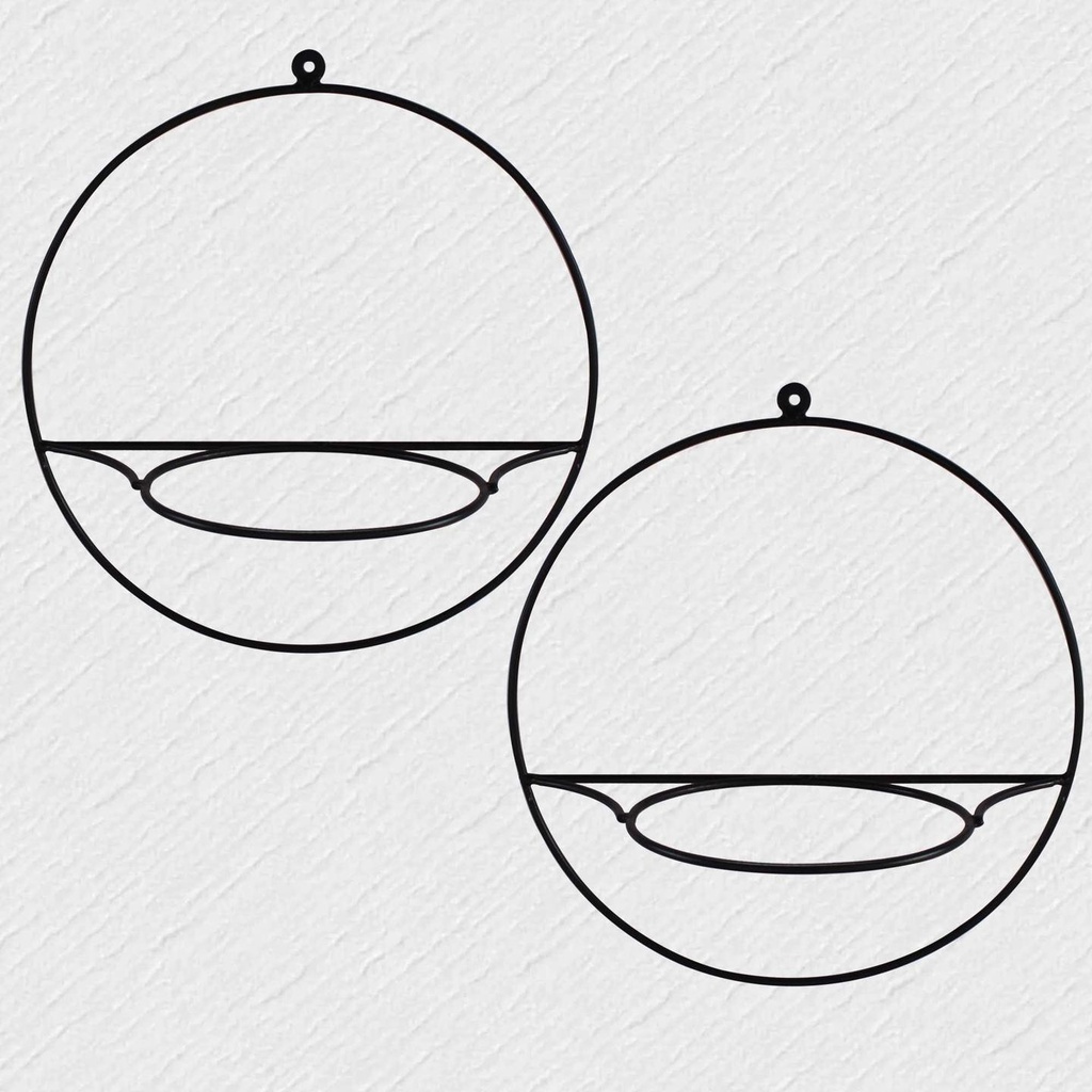 [T2268] Wall Mount Round Flower Pot Stand - Set of 2