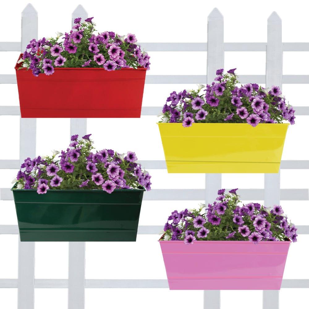 Rectangular Railing Planters (Red, Yellow, Green, Magenta ) 12 Inch - Set of 4