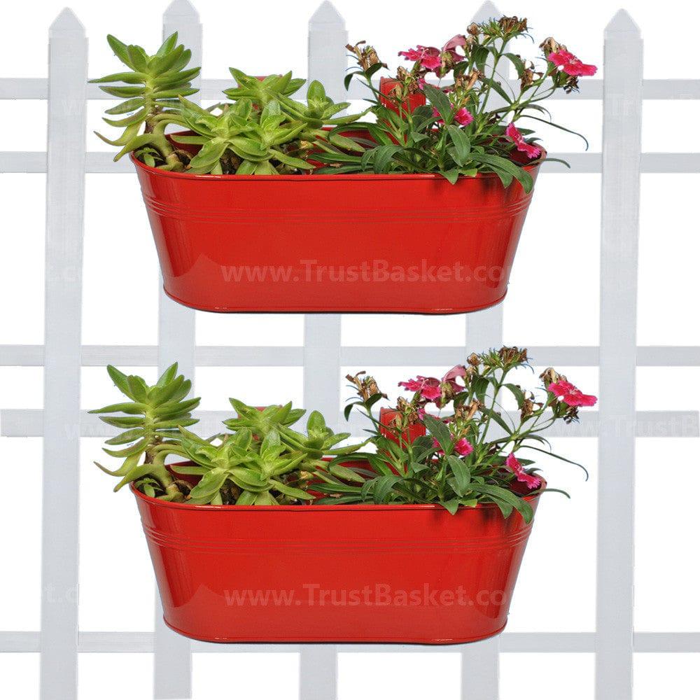 Oval Railing Planter Red - Set of 2