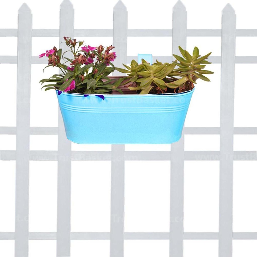 [MT0009-53] Oval railing planter - Teal