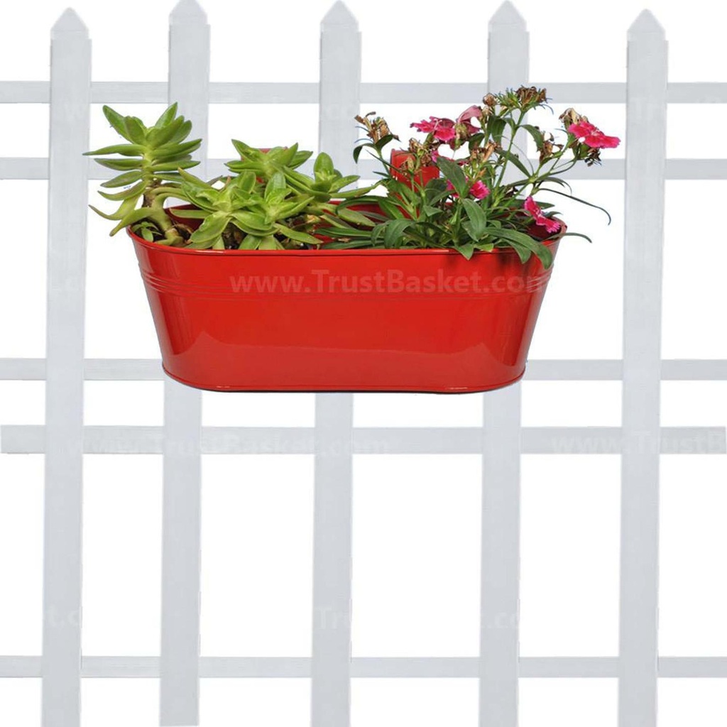 [MT0013-53] Oval railing planter - Red