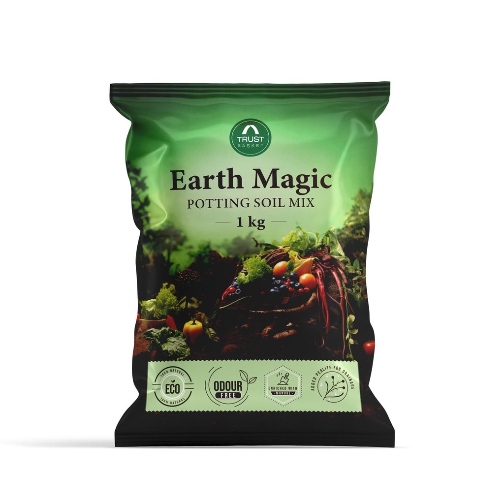 [T3769] TrustBasket Enriched Organic Earth Magic Potting Soil Mix with Required Fertilizers for Plants (1 Kg)
