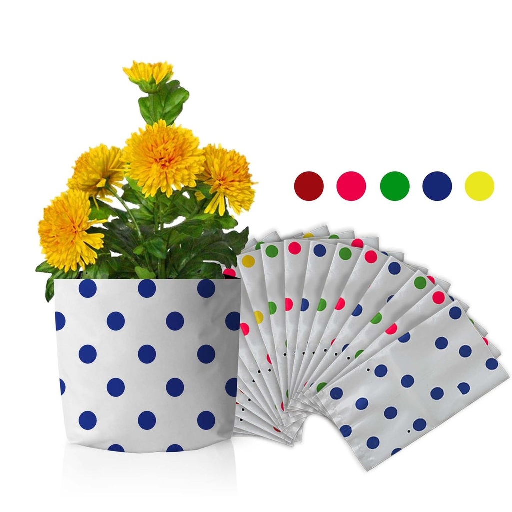 [TBSSS496] Set of 20 premium colourful Dotted Grow bags (20*20*35 cms)