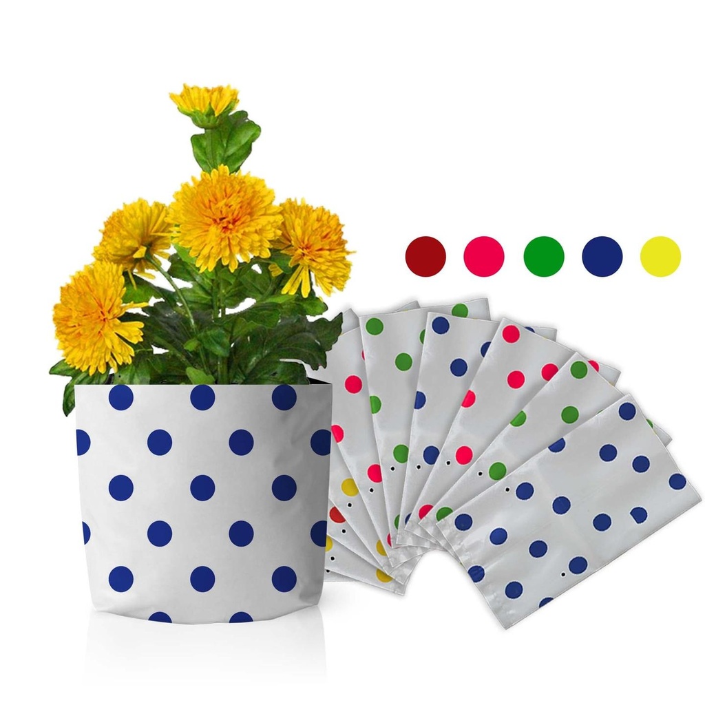 [TBSSS497] Set of 10 premium colourful Dotted Grow bags(20*20*35 cms)