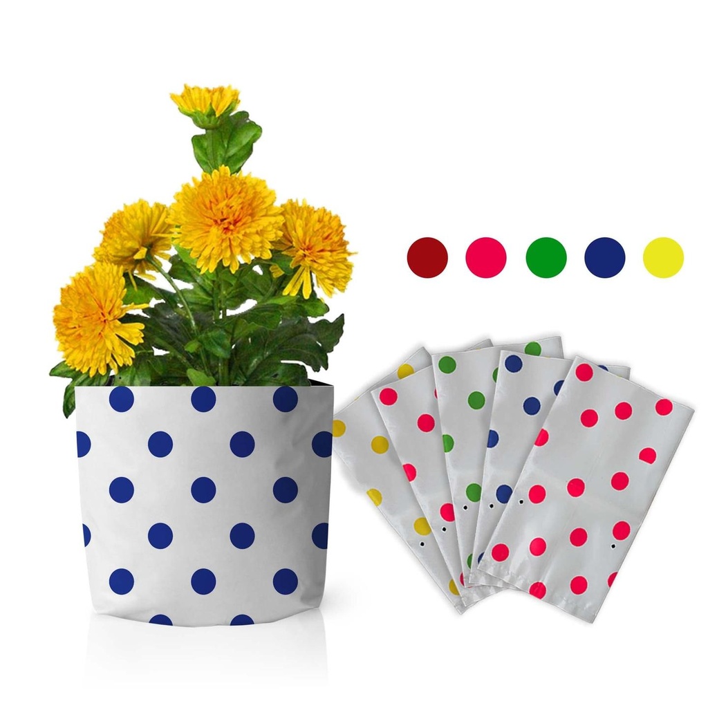 [TBSSS498] Set of 5 premium colourful Dotted Grow bags (20*20*35 cms)