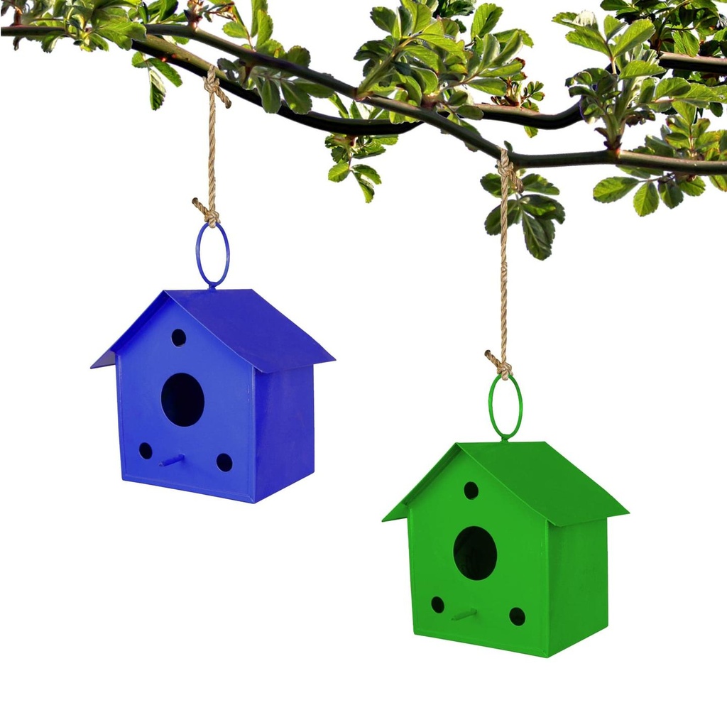 [MT0054-MT0055] Set of 2 Bird houses (Blue and Green)