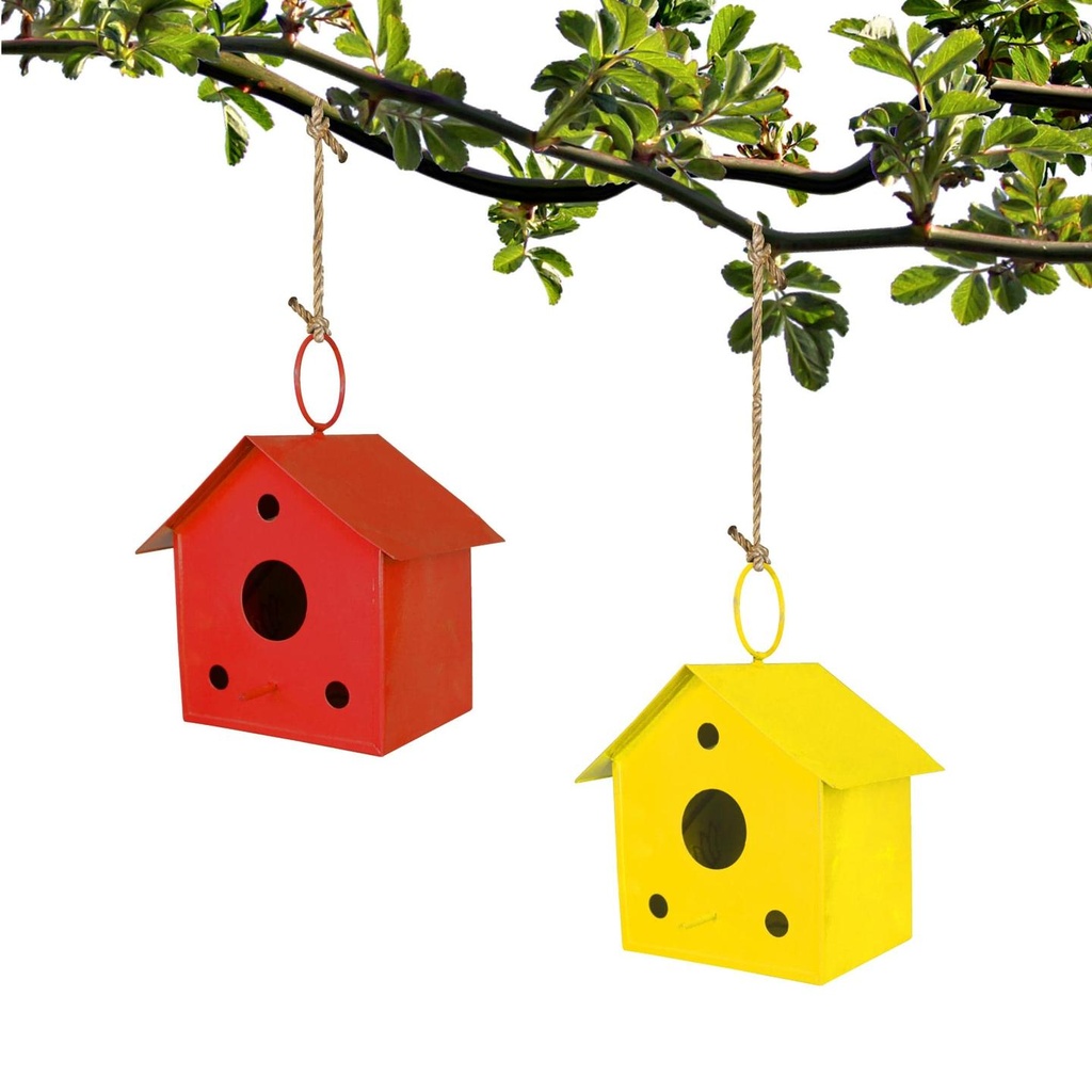 [MT0056-MT0057] Set of 2 Bird houses (Red and Yellow)