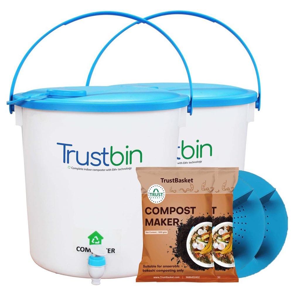 [CM1001] TrustBin - Indoor composter kit for a family of 2 members (Set of two 14 ltrs bins)