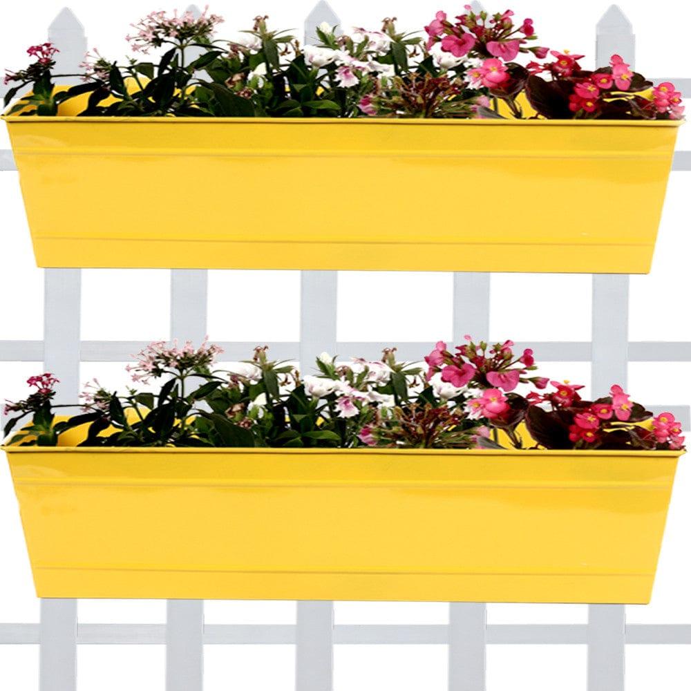 [MT2026-MT2026] Rectangular Railing Planter -Yellow  (23 Inch) - Set of 2