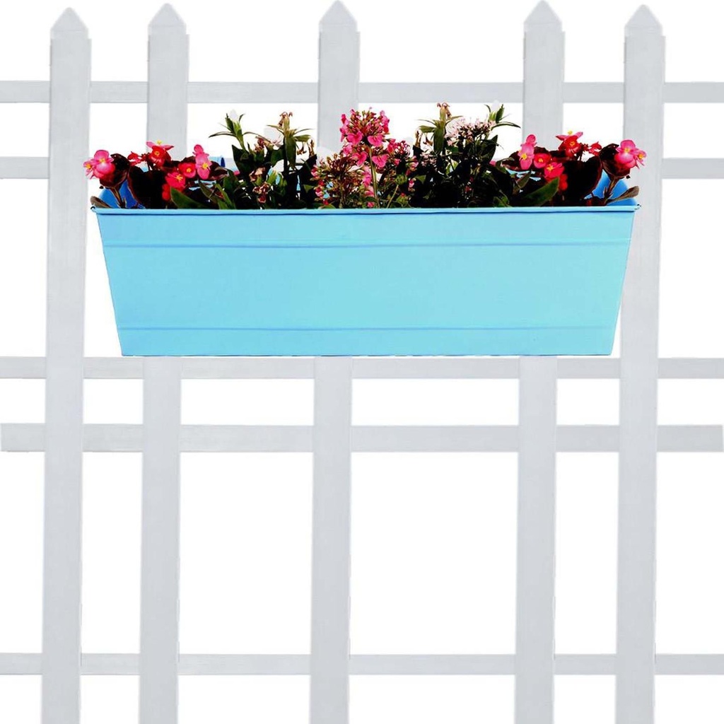 Rectangular Railing Planter - Teal (18 Inch)