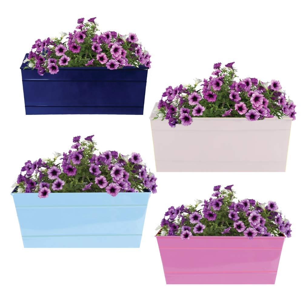 [MT2012-MT2008-MT2010-MT2007] Rectangular Railing Planters 12 inch (Blue, Ivory, Teal, Magenta) - Set of 4