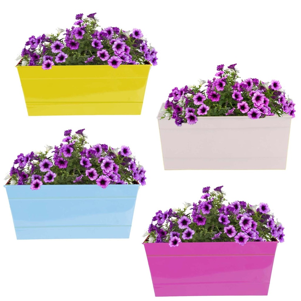 Rectangular railing planter (Yellow, Ivory, Teal, Magenta) 12 inch - Set of 4