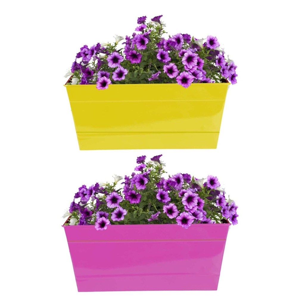 [MT2011-MT2007] Rectangular Railing Planter - Yellow and Magenta (12 Inch) - Set of 2