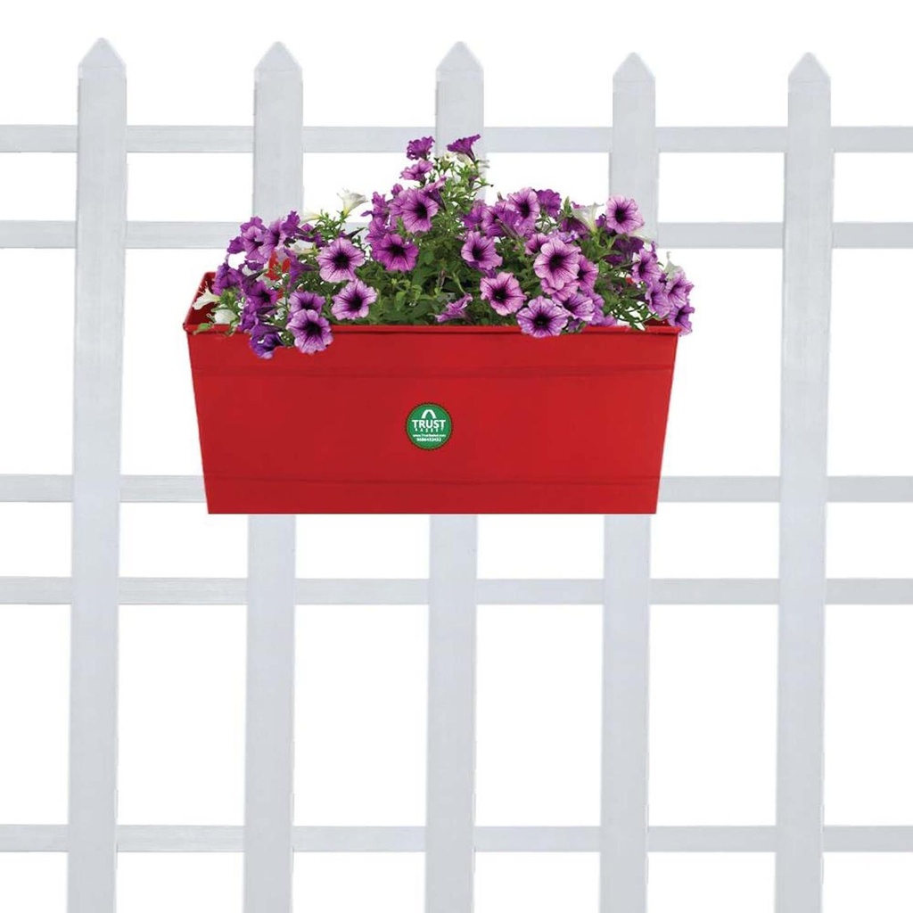 Rectangular Railing Planter - Red (12 Inch)