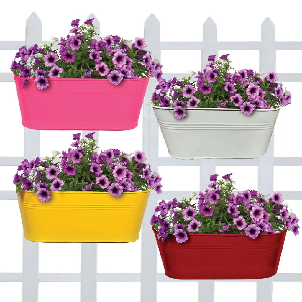 [MT0013-MT0015-MT0010-MT0011-110] Oval Railing Planters (Yellow, Red, Ivory, Magenta) -Set of 4