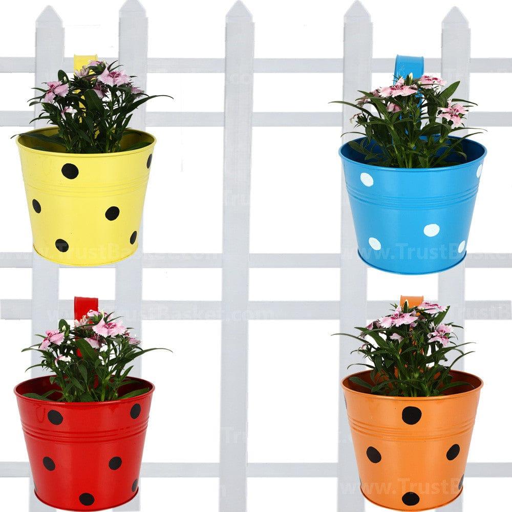 [MT0018-MT0016-MT0020-MT0019-55] Single Railing Planter (Set of 4) - Red, Yellow, Blue & Orange
