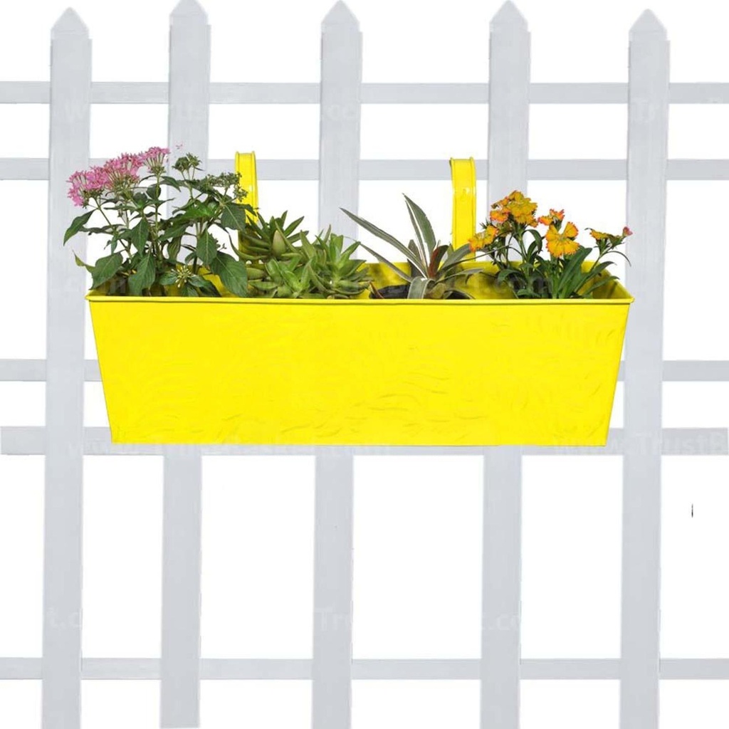 [MT0030-45] Rectangular railing planter - YELLOW plain (18 inch)