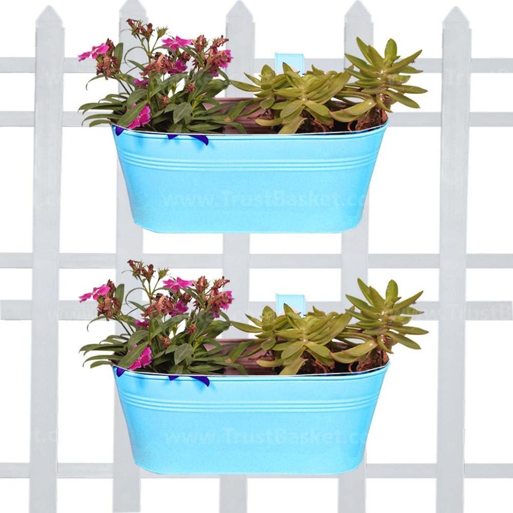 Oval Railing Planter Teal - Set of 2