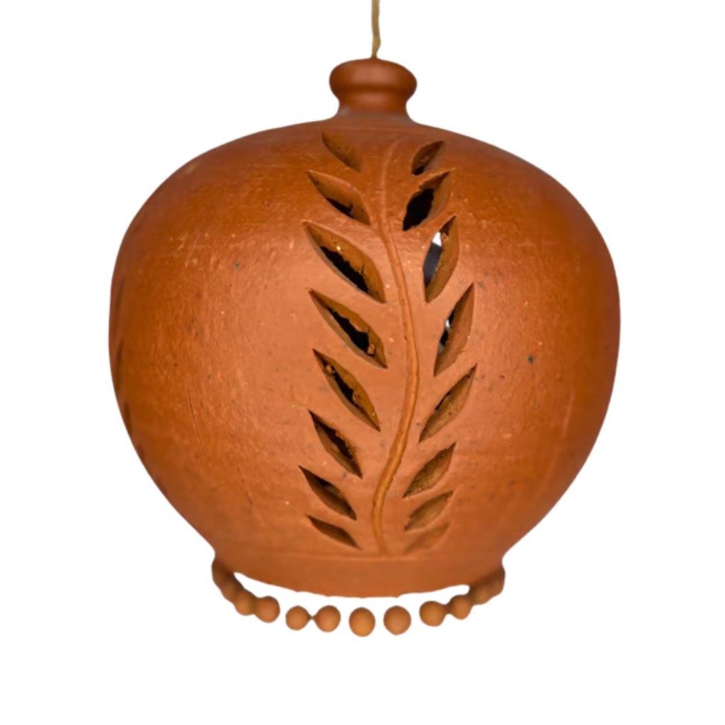 Round Decorative Lamp / Clay Lamp (Leafy)
